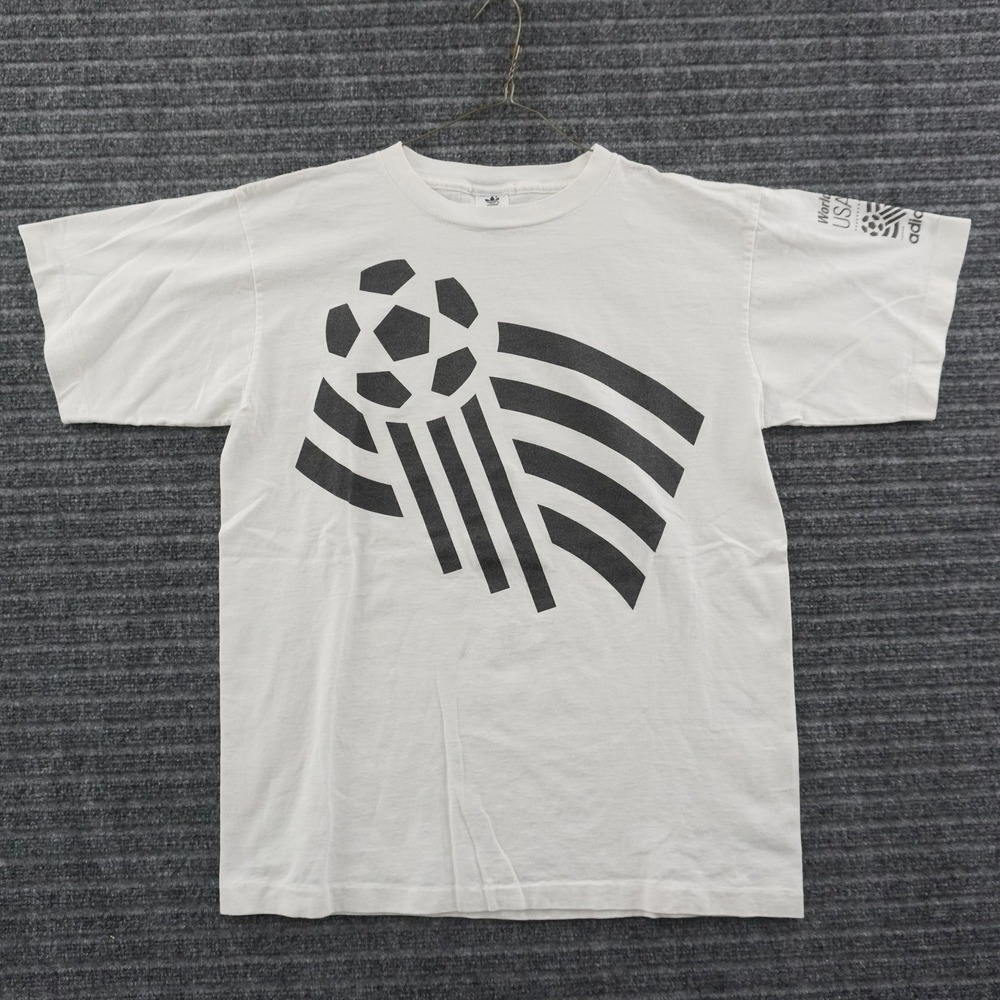 Vintage 90s Adidas World Cup USA 94 T-Shirt Mens Medium White Soccer Graphic
